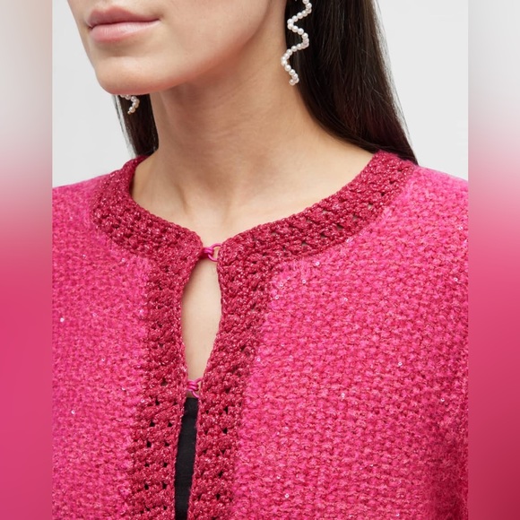 NWT $595 Alice + Olivia Noella Sequin Boucle Cropped Cardigan - Picture 2 of 6